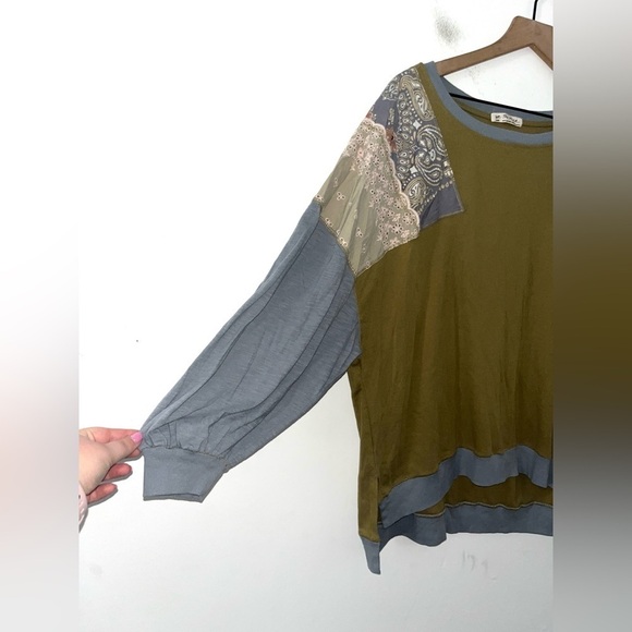 FREE PEOPLE Feelin it Colorblock Army Combo T-Shirt Size L OB1068176 $98 - Picture 8 of 9